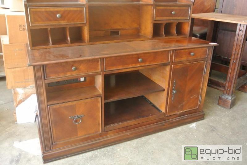 lot 2052 image: Office Hideaway Desk with a Built in Power Strip