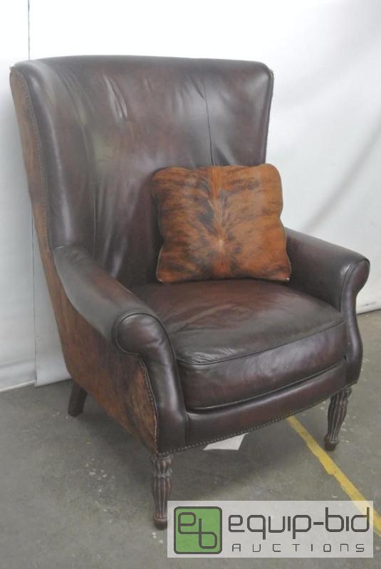 lot 2059 image: Genuine Leather and Fur Oversized Chair