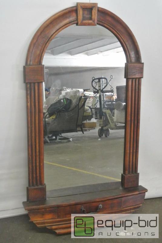 lot 2065 image: Wood Framed Wall Mount Shaving Mirror