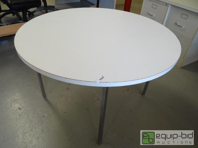 lot 117 image: Round table with metal legs....