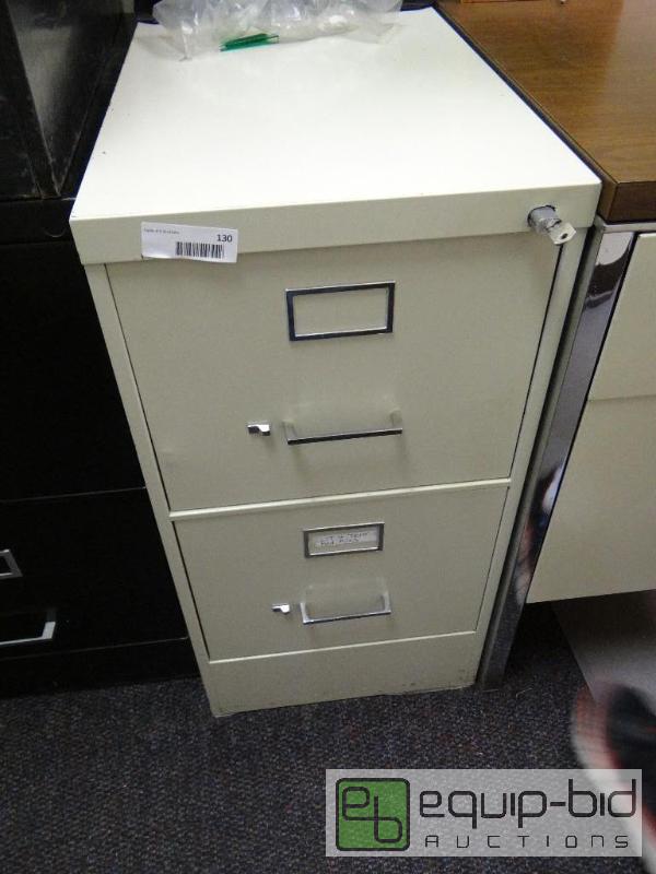 lot 130 image: 2 dr file cabinet with key....