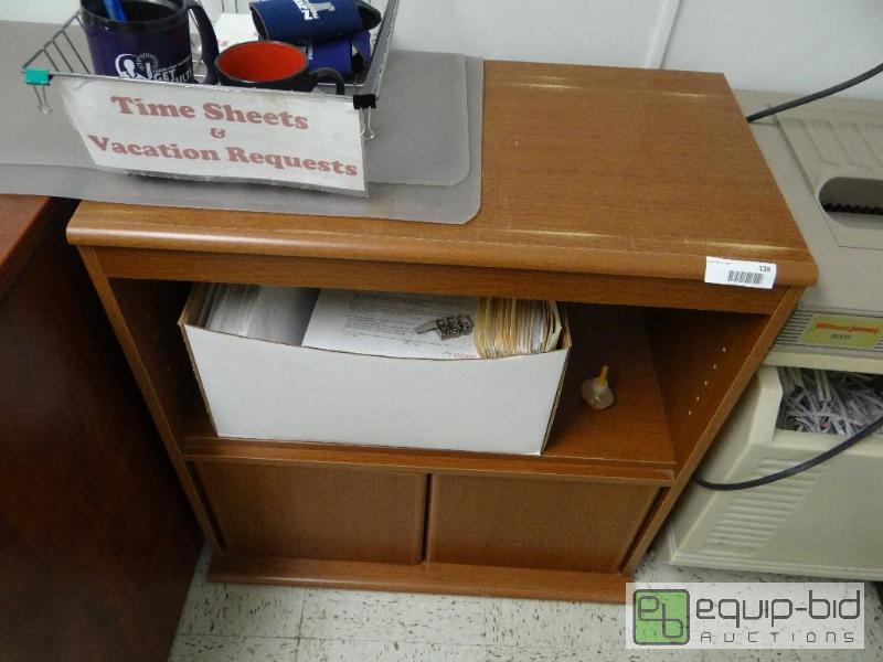 lot 138 image: Wood stand with letter tray.  Paperwork not i...