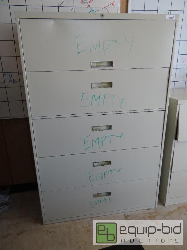 lot 165 image: 5 drawer lateral slide out file cabinet.  Mad...
