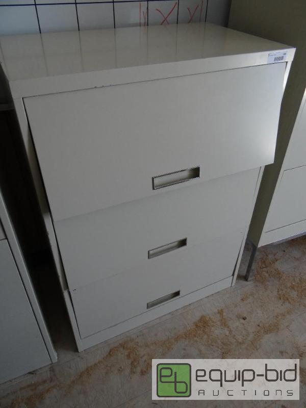 lot 166 image: 3 drawer lateral slide out file cabinet.  Mad...