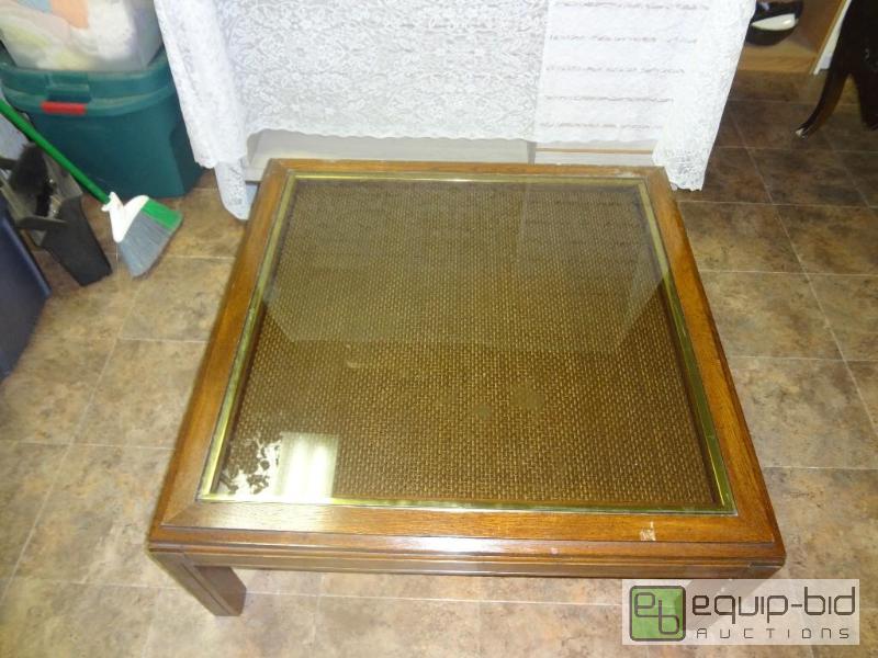 lot 28 image: Square woodglass Coffee Table...