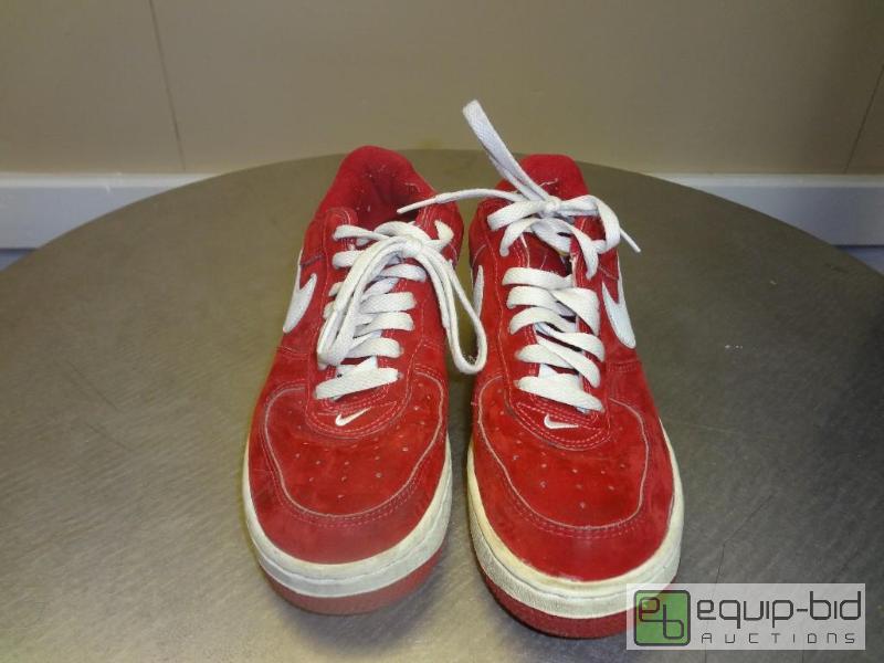 lot 55 image: Red Suede Nike Throwbacks...