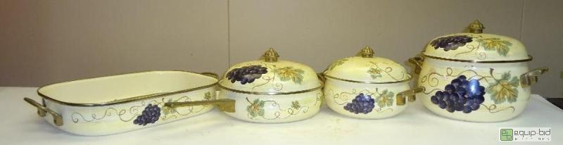 lot 63 image: Set of Painted Pans for Use or Decoration...