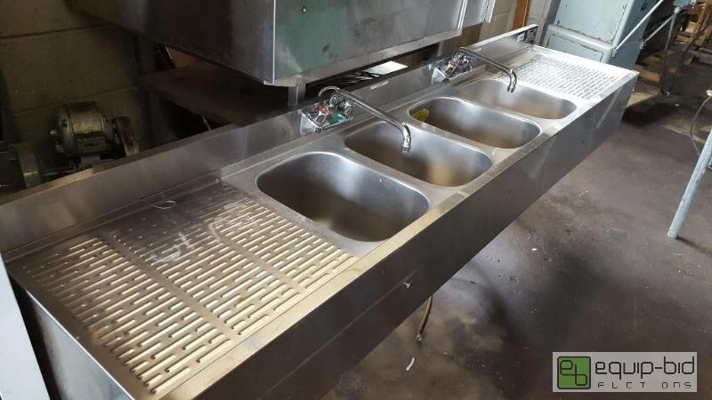 lot 1024 image: Krowne 4 bay bar sink  model 18-74C 84x18x30 ...