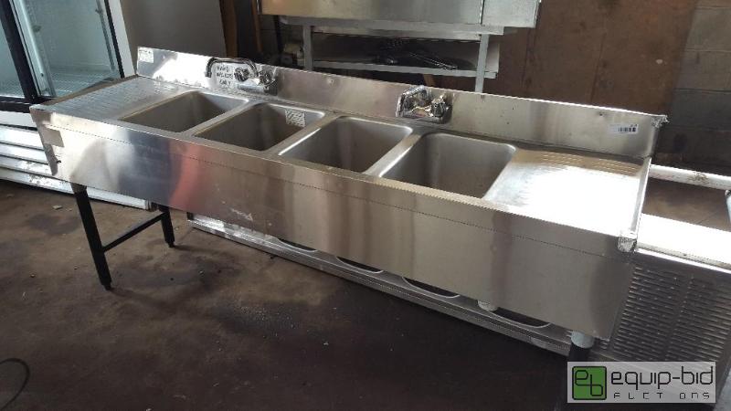 lot 1028 image: Stainless 4 bay bar sink...