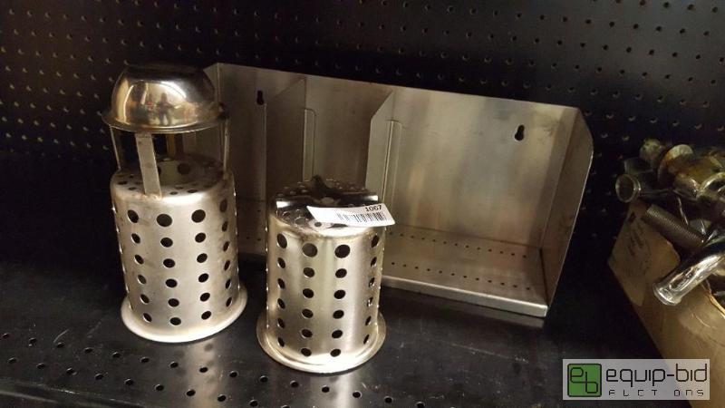lot 1067 image: Stainless condiment and silverware holders...