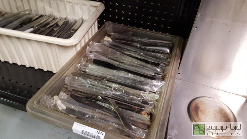 lot 1074 image: Container of silverware knives...