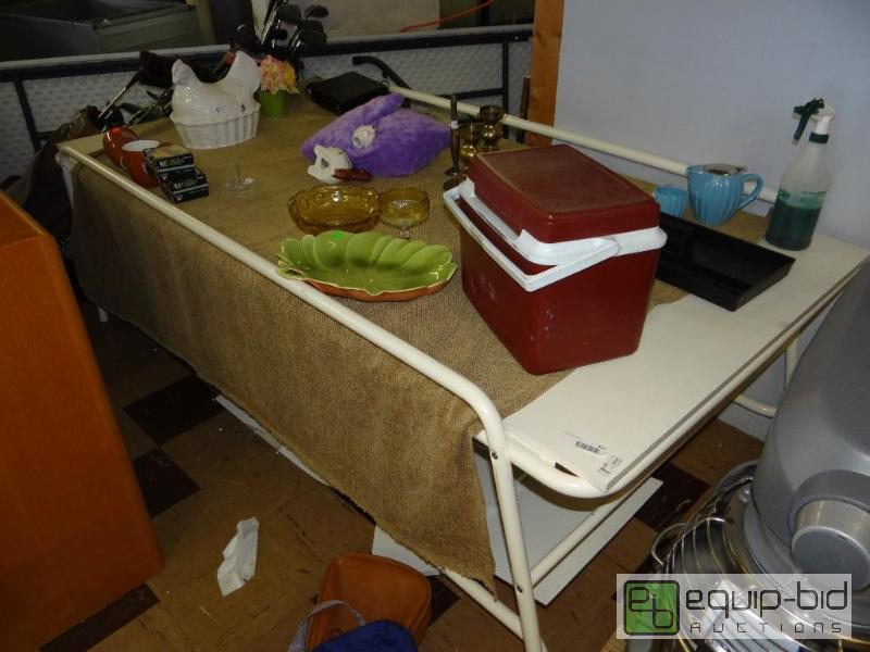 lot 416 image: Twin size Ikea platform bed with collectibles...