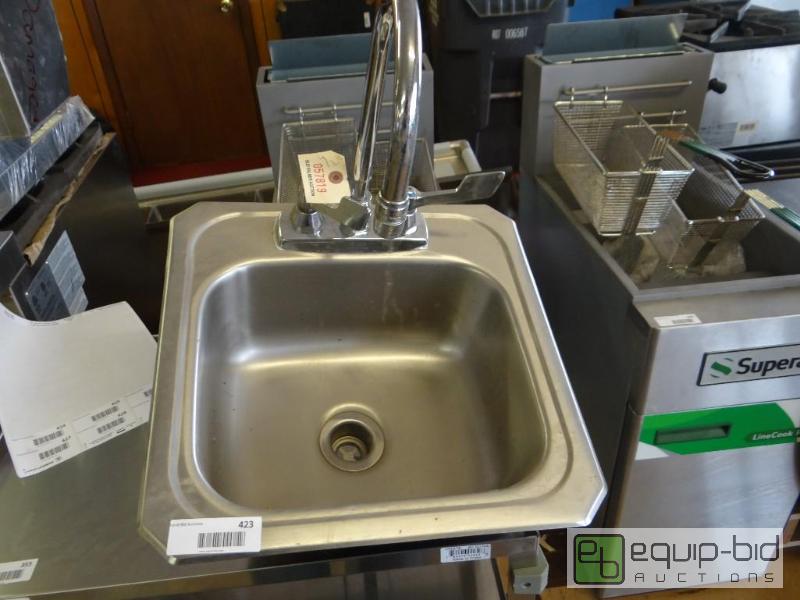 lot 423 image: Stainless steel hand sink with faucet....