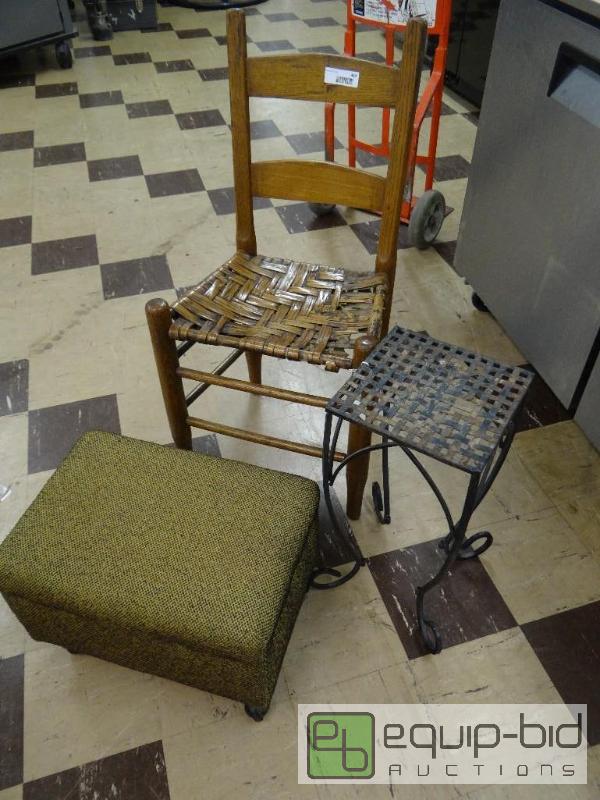 lot 469 image: Plant stand, chair and old foot stool....