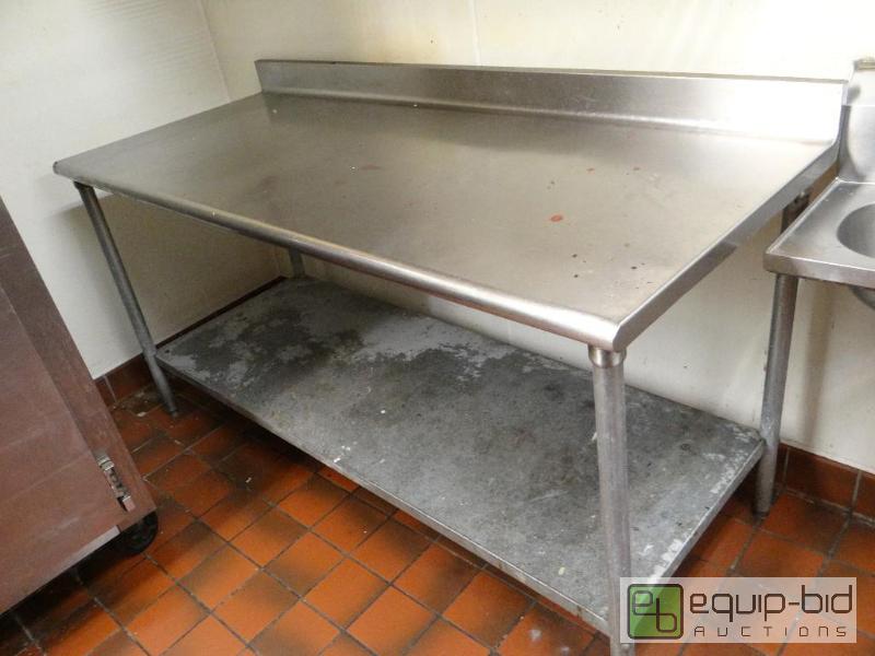 lot 1020 image: 72 Stainless Table  w Galvanized Undershelf
