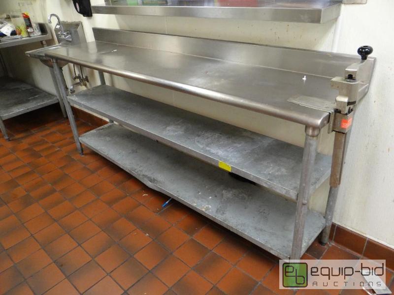lot 1026 image: 3 Tier Stainless Top Table w Galvanized Under shelving