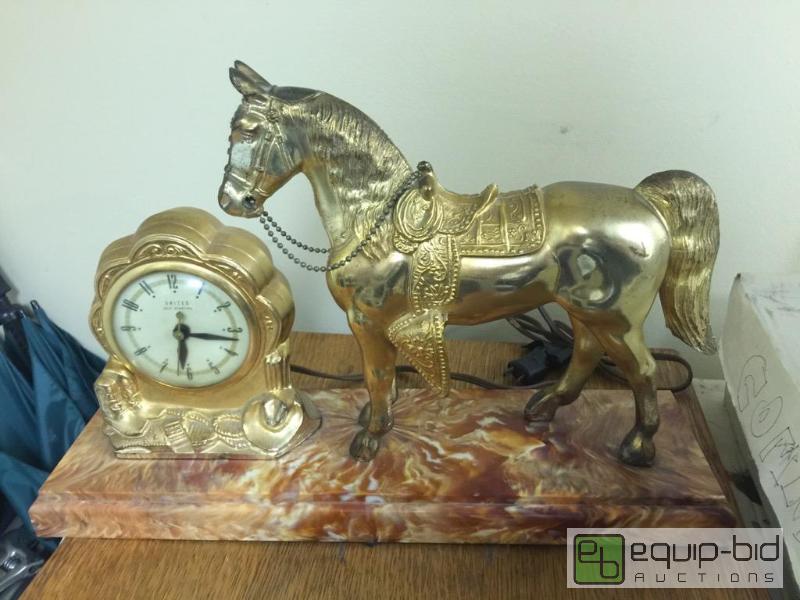 lot 44 image: Old antique horse clock...