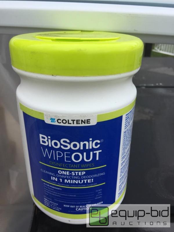 lot 90 image: Six tubs of bio sonic disinfectant wipes...