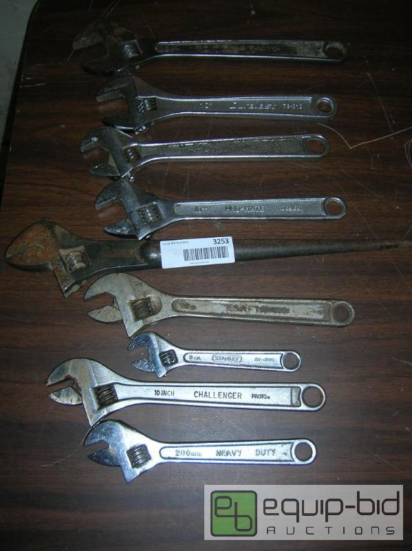 lot 3253 image: 10 Adjustable Wrenches Various Brands Crescent Stanley Duralast