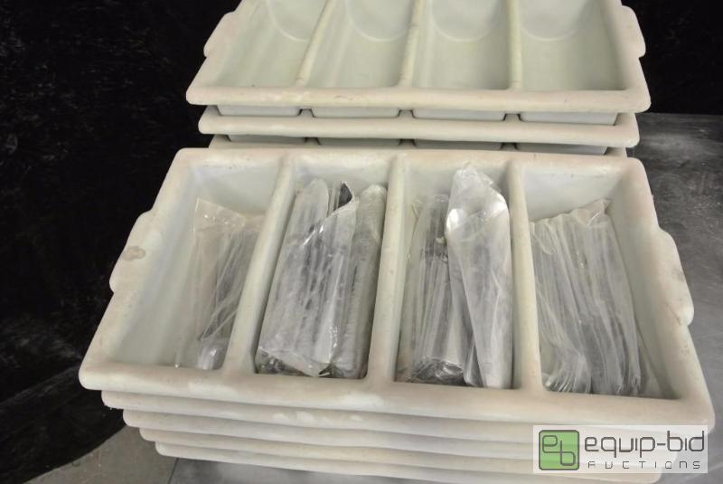 lot 1491 image: Lot of (11) Silverware Bus Tubs and Silverware