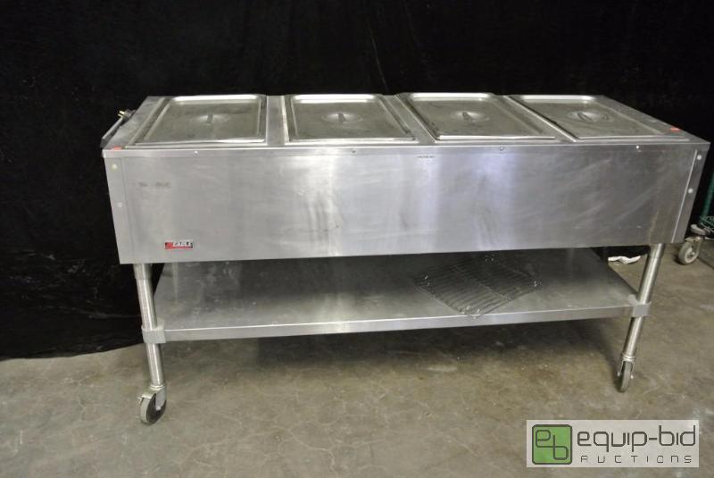 lot 1580 image: Eagle Four Well Steam Table with Undershelf on Casters