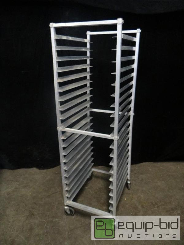 lot 7331 image: Full Size Aluminum Sheet Pan Rack on Casters
