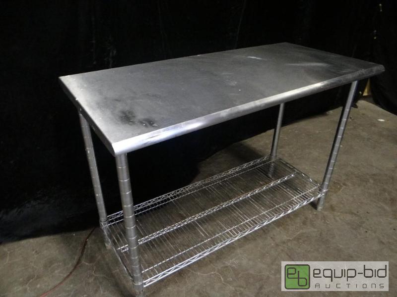 lot 7349 image: Stainless Table with Wire Undershelf