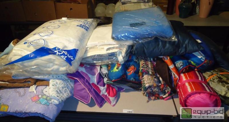 lot 201 image: Huge Table Full of Quilts, Pillows, Blankets etc.