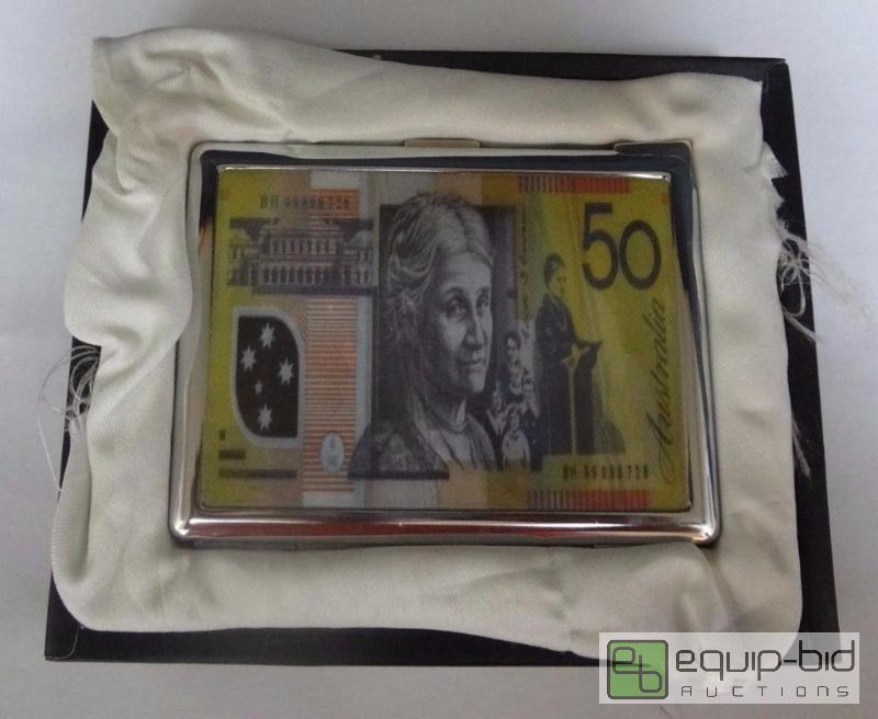 lot 956 image: Australia 50 Fifty Dollar Retro Ad Cigarette CaseLighter