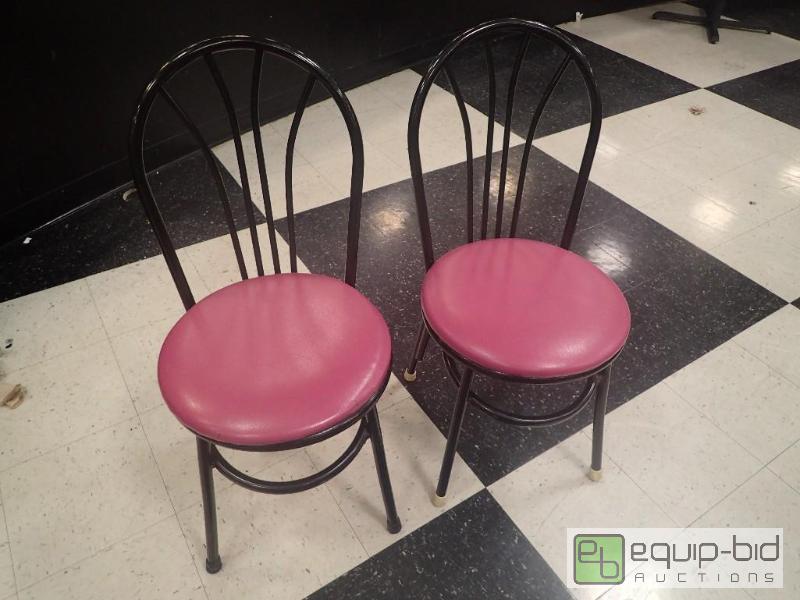 lot 1179 image: (2) Purple Padded Metal Framed Chairs