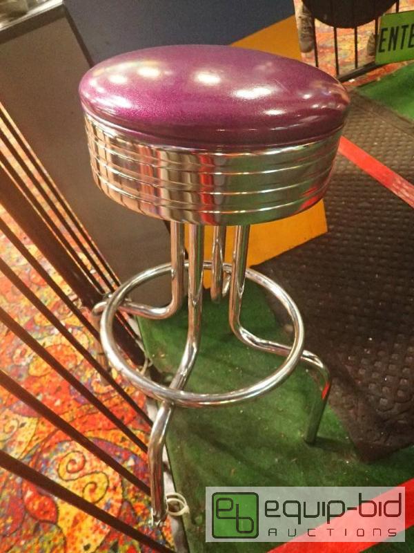lot 2095 image: Purple Chrome Padded Bar Stool