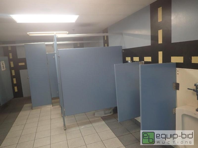 lot 2165 image: 3 Bay Bathroom Dividers Includes Toliet Paper Dispensers