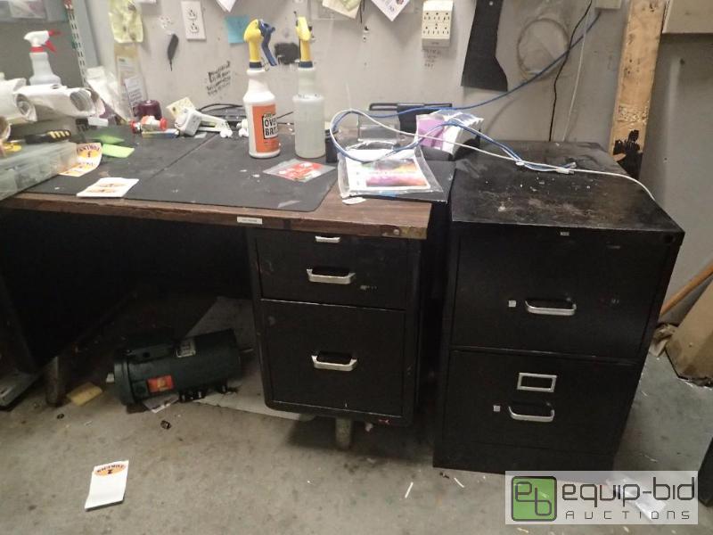 lot 2183 image: Desk w Fileing Cabinets