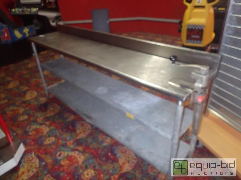 lot 829 image: Stainless Table w Galvanizefd Undershelfs