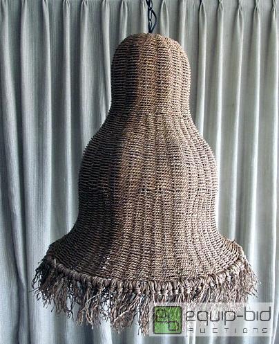 lot 3137 image: NEW Decorative Hanging Rattan Style Bell Largest Lamp 27 X 30