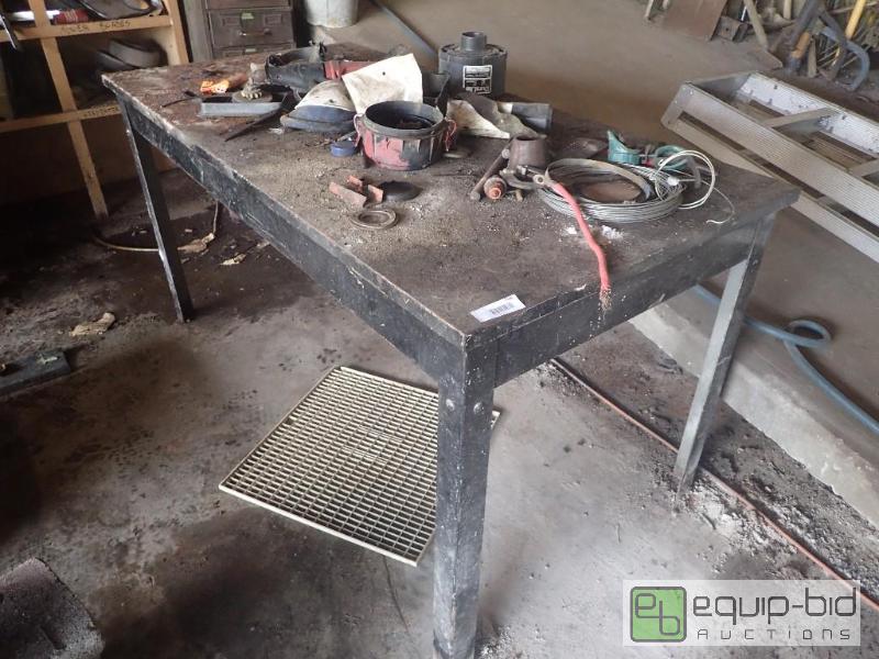 lot 768 image: Galvanized Metal Table w Contents