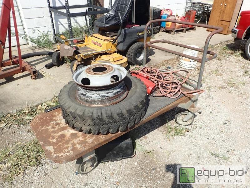 lot 90 image: Heavy Duty Intustrial Cart w Air Hose, Tire and Wheel