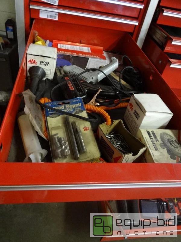 lot 664 image: Contents of shelf Soddering gun and hot glue ...