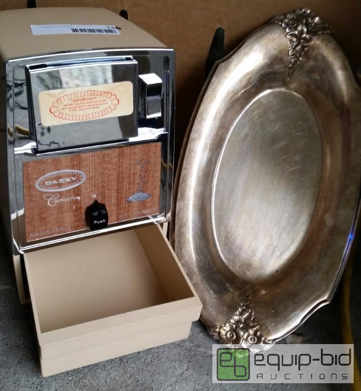 lot 84 image: VINTAGE COCKTAIL ICE CRUSHER AND SILVER PLATE