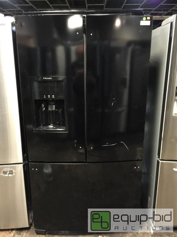 lot 113 image: ELECTROLUX 3 DOOR BLACK REFRIGERATOR