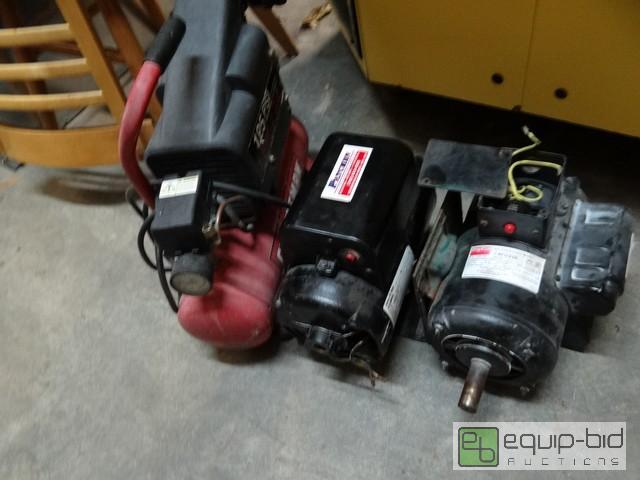 lot 728 image: Lot Of (2) Electric Motors And Small Air Compressor
