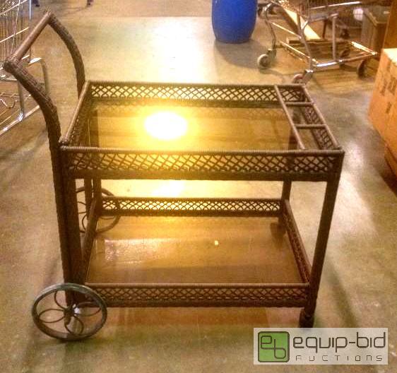 lot 1002 image: Tahiti woven tea cart w glass shelves Length ...