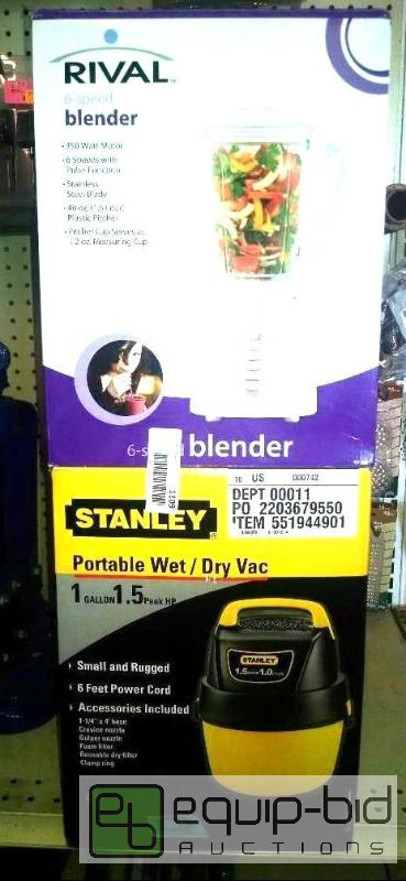 lot 1109 image: Stanley 1 gallon shop vac, Rival 6 speed blen...