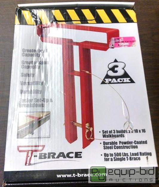 lot 1128 image: 3 pak T-Brace support brackets for scaffoldin...