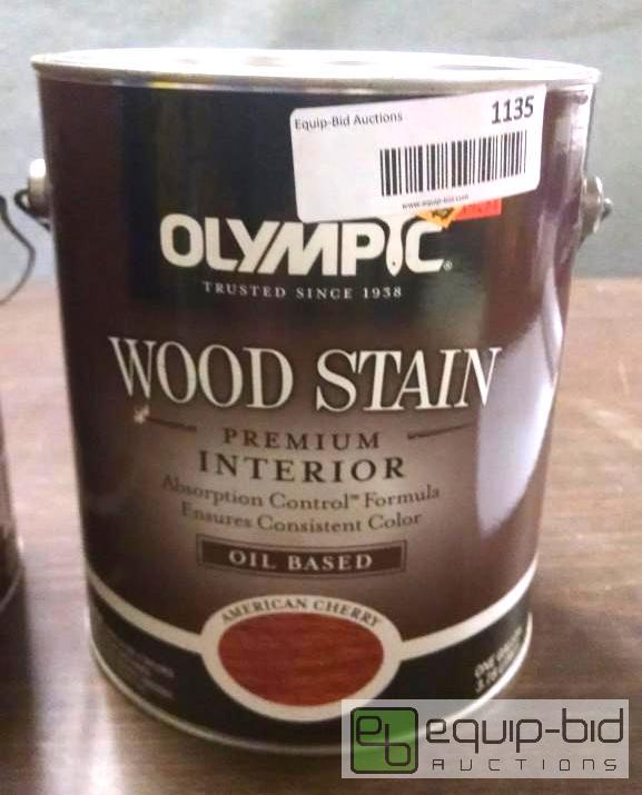 lot 1135 image: 2 - 1 gallon cans of Olympic wood stain Oil b...