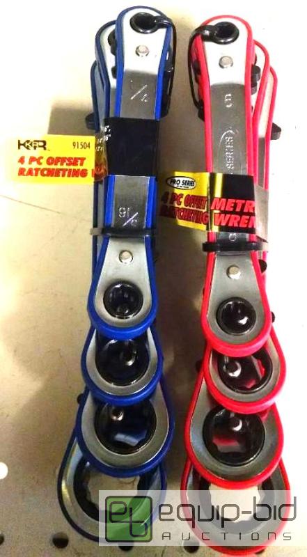 lot 1142 image: 8 pc ratcheting wrench set 4 sae wrenches 14...