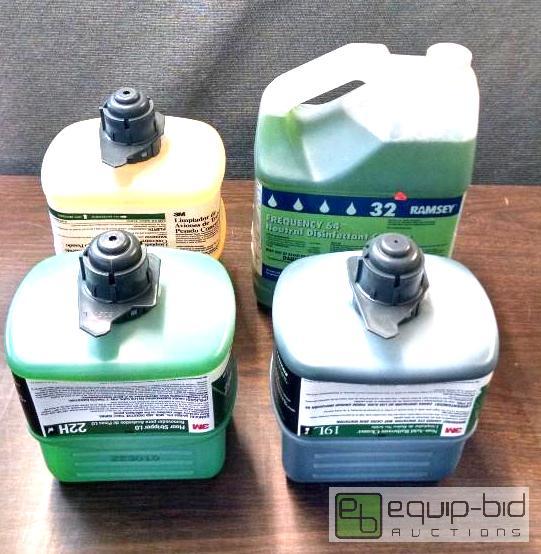lot 1202 image: 4 jugs of cleaning chemicals 1 jug 3M 19L non...