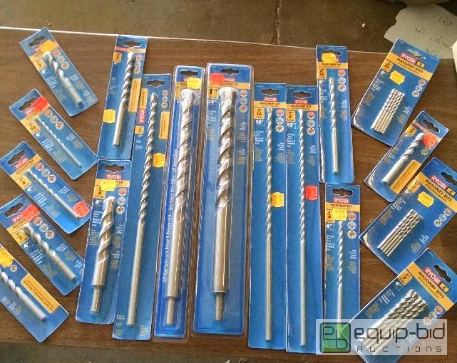 lot 1225 image: Ryobi masonry bits 18 pcs 3 inch long bits in...