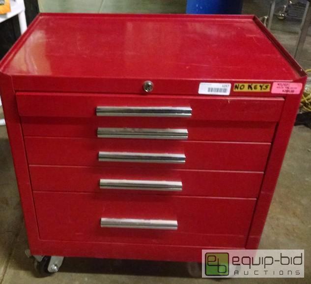 lot 1257 image: Rolling tool box with tools 5 drawer tool bos...