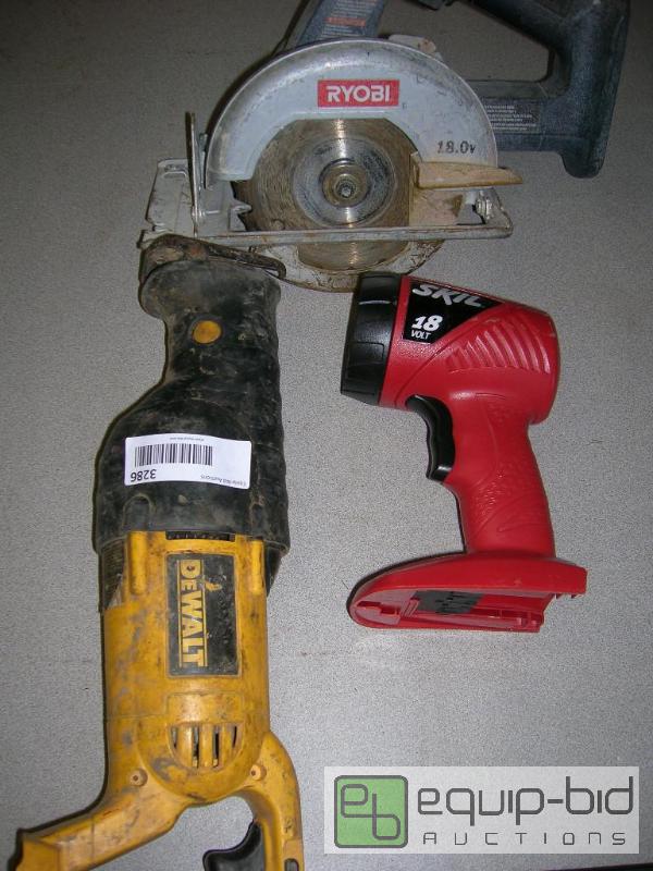 lot 3286 image: Ryobi Skil DeWalt Battery Operated Tools - No Batteries